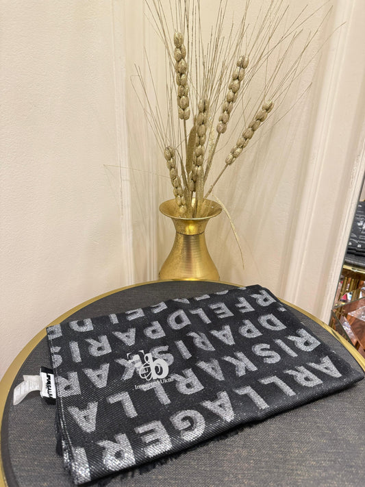 Karl Lagerfeld Patterned Black Shimmer Scarf