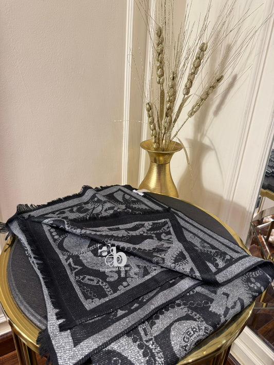 Karl Lagerfeld Pearls And Chains Black Scarf