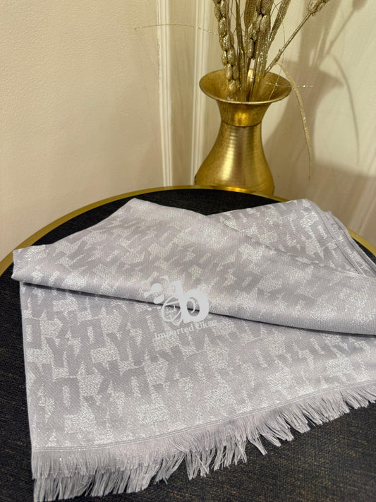 DKNY Gray Signature Shimmer Scarf