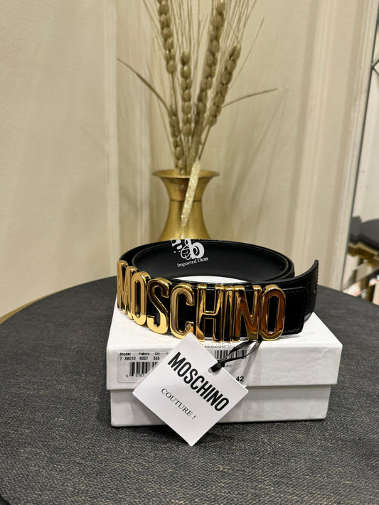 Moschino Black Logo Leather Belt