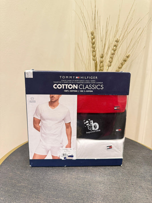 Tommy Hilfiger 3 Pack Classic Fit Short Sleeve V-Neck T-Shirts