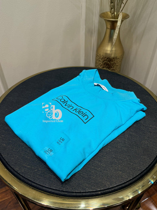 Calvin Klein Standard Logo Mockneck T-Shirt – Blue