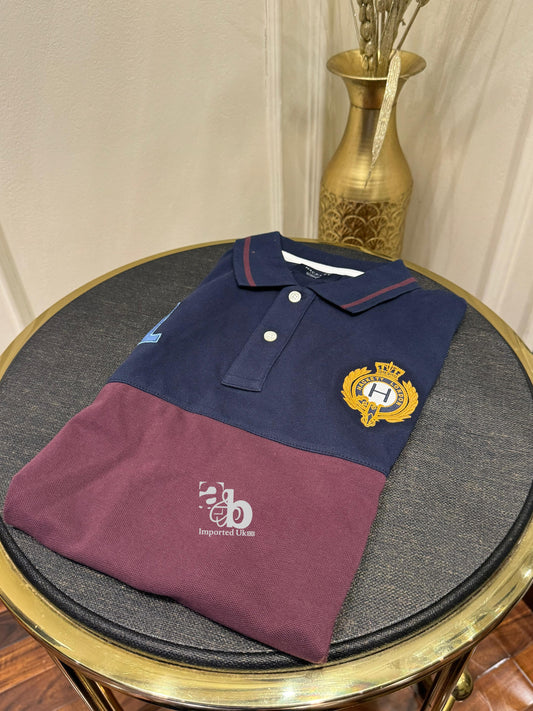 Hackett London Nave Blue And Maroon Polo Classic Fit