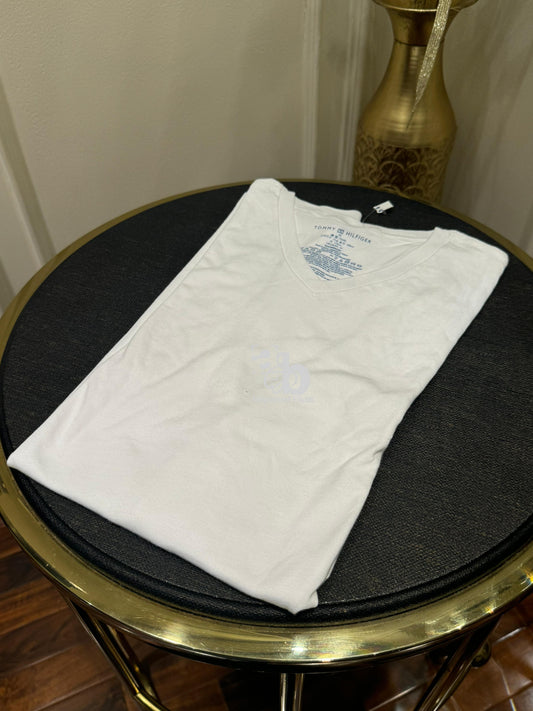 Tommy Hilfiger V-Neck T-Shirt Men’s Cotton Basic Plain Minimalist