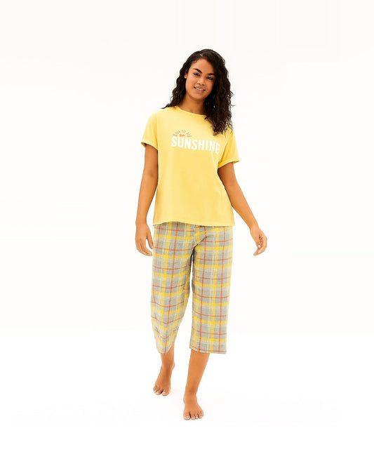 M&S PJ Set Half Sleeves In Mustard Colour