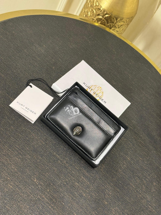 Kurt Geiger London Kew Silver Logo Black Card Holder