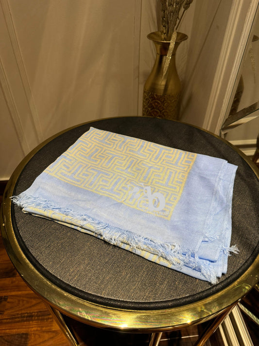 Tory Burch T- Logo Blue Scarf