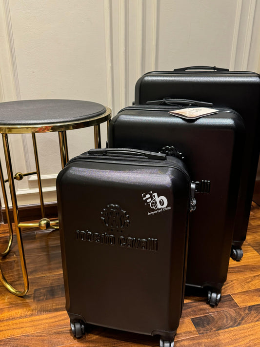 Roberto Cavalli Classic Logo Luggage Set In Black